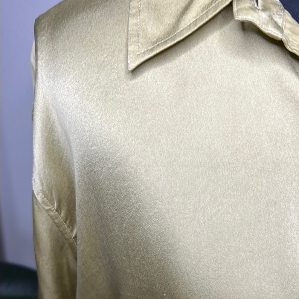 Evan Picone SILK light olive green long sleeve Blouse - Picture 9 of 11